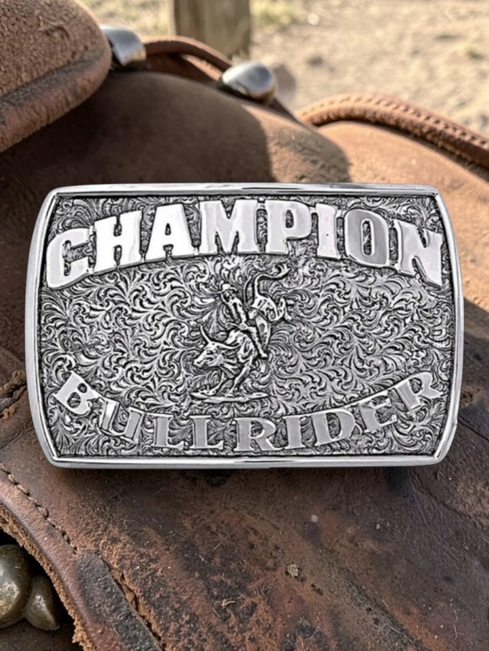Montana Silversmiths‎ Fine Silver Champion Bull Rider Buckle Retail $130 ~ NEW